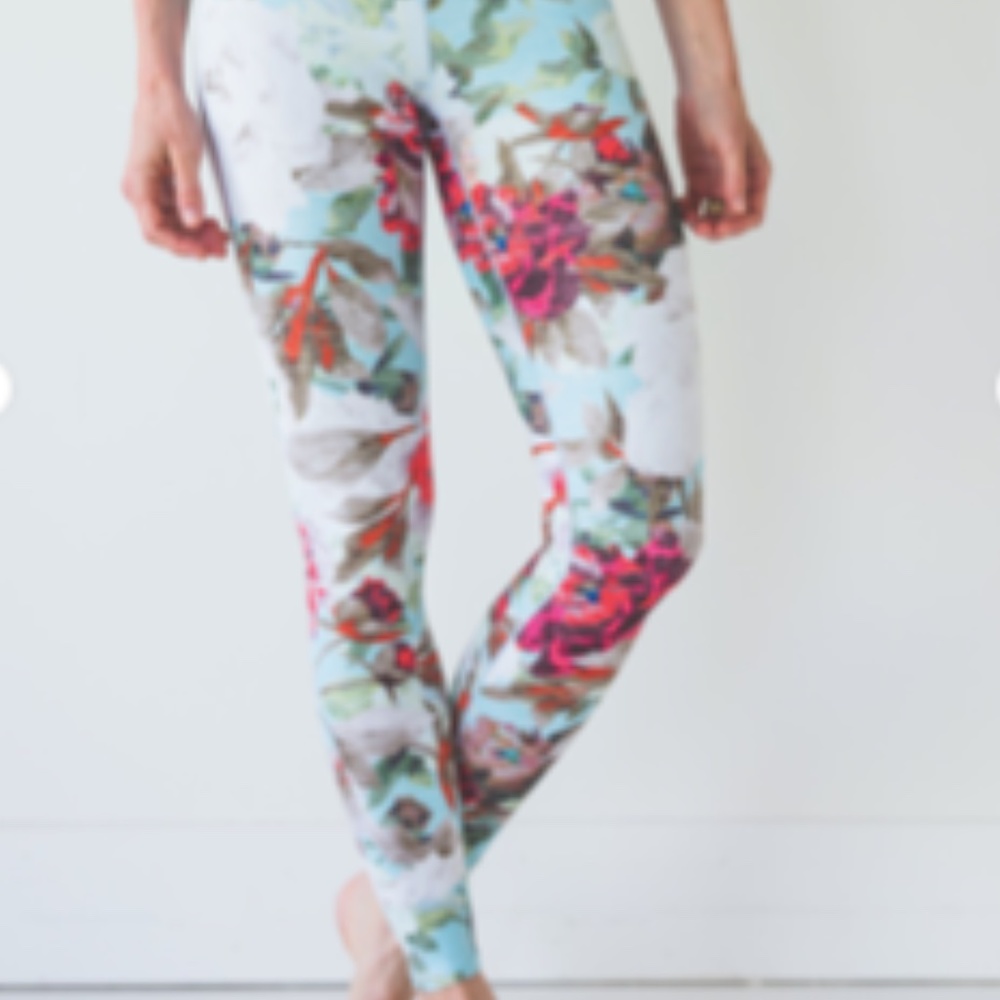 Colorado Threads Teal Floral Size Medium Leggings